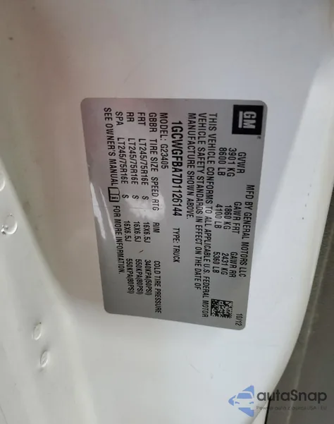 2013 Chevrolet Express G2500 из США, поврежденный, VIN 1GCWGFBA7D1126144